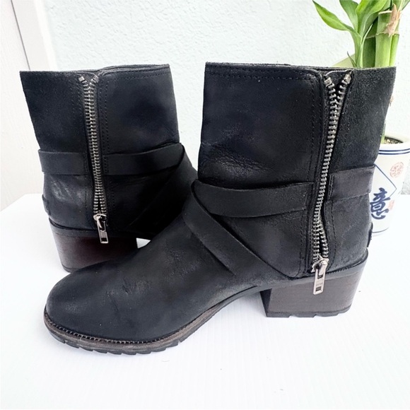 SOREL Cate Black Heeled Women’s Boots Size 9 - Picture 3 of 11